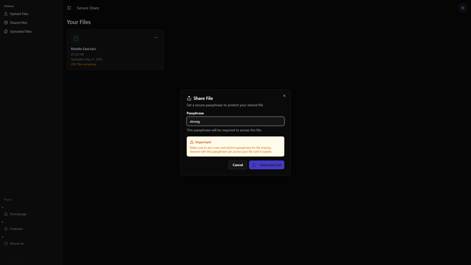 Share Passphrase Input